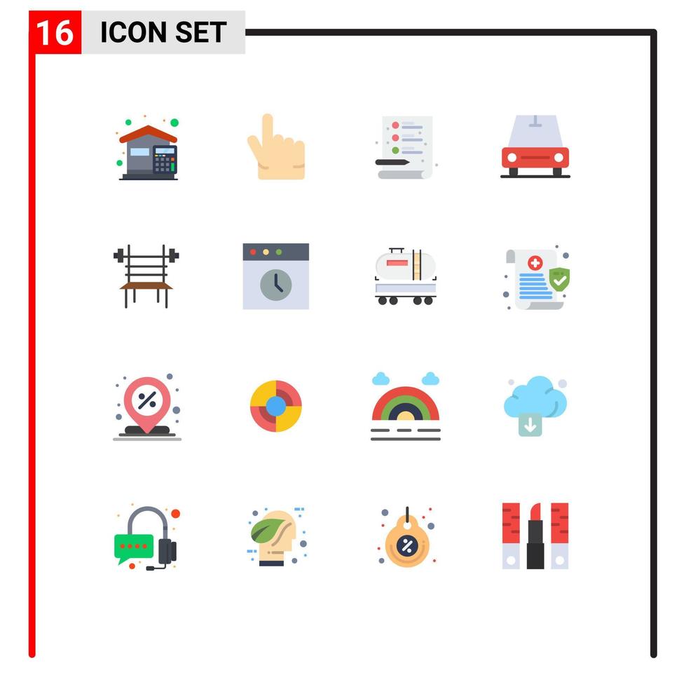Stock Vector Icon Pack of 16 Line Signs and Symbols for gym dumbbell creative balance vehicles Editable Pack of Creative Vector Design Elements