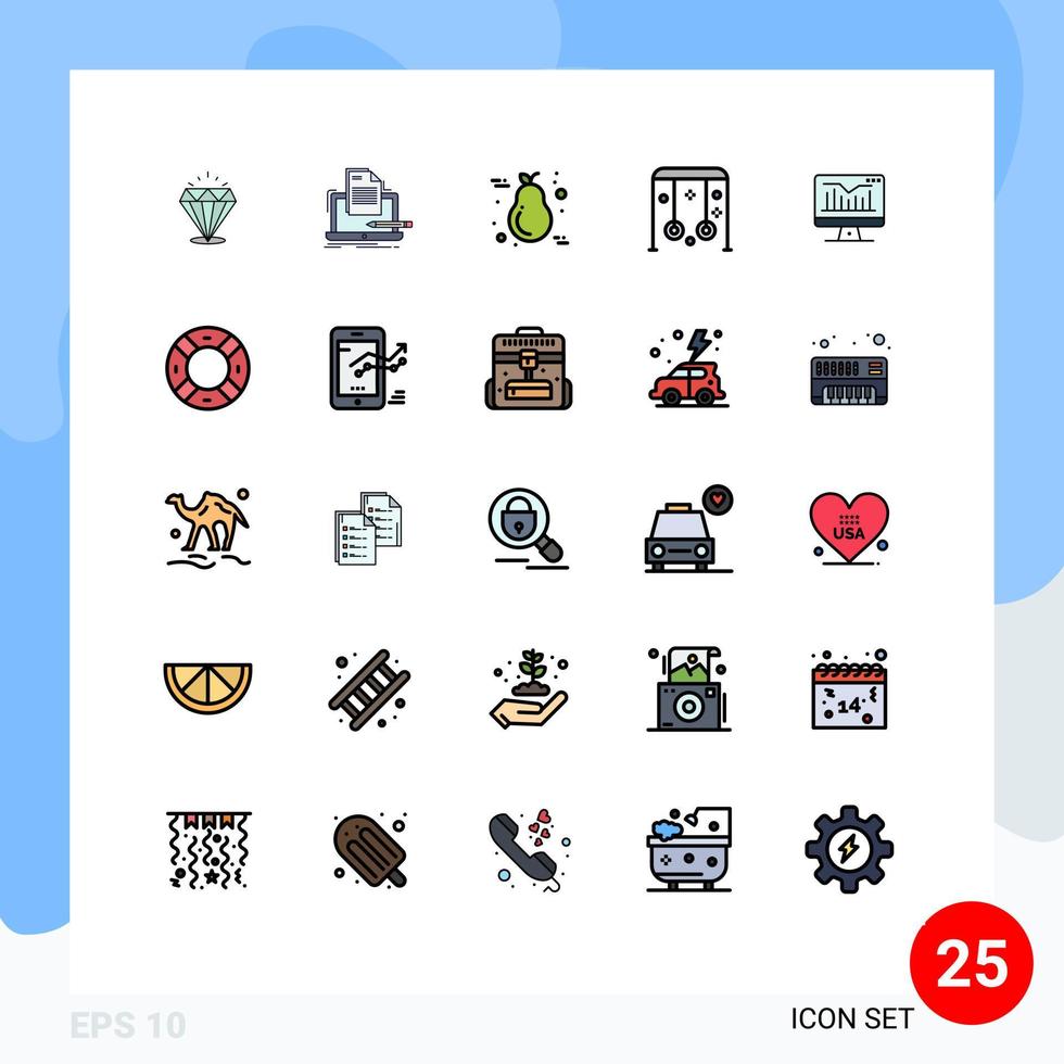 conjunto de 25 iconos de ui modernos símbolos signos para parque deportivo papel niño vela elementos de diseño vectorial editables vector