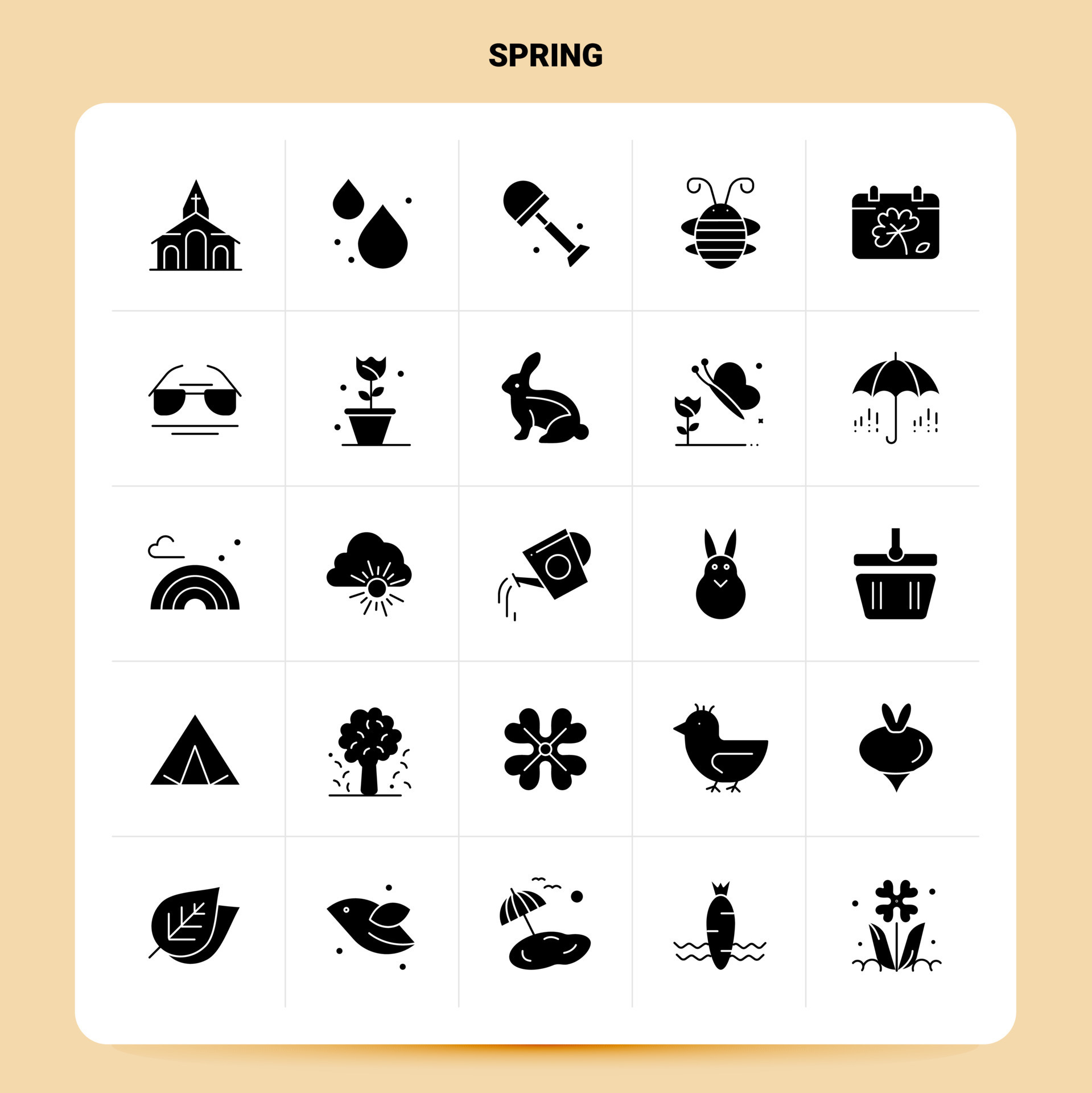 Solid 25 Spring Icon set Vector Glyph Style Design Black Icons Set Web ...