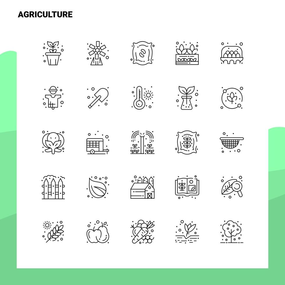 conjunto de iconos de línea de agricultura conjunto de 25 iconos diseño de estilo minimalista vectorial conjunto de iconos negros paquete de pictogramas lineales vector