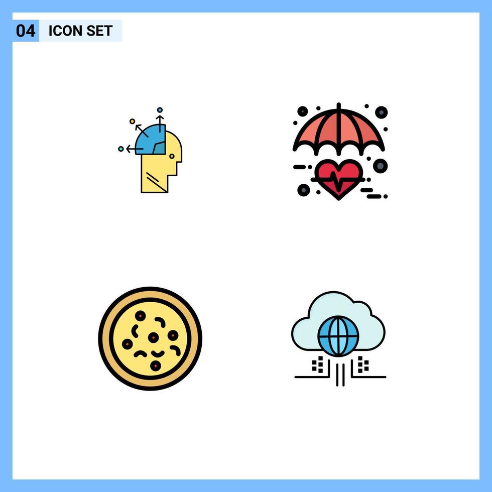 Universal Icon Symbols Group of 4 Modern Filledline Flat Colors of user pizza art medical eat Editable Vector Design Elements