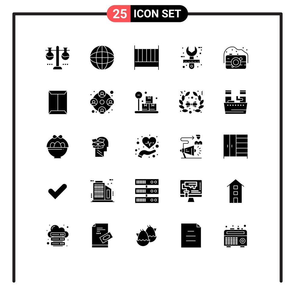Modern Set of 25 Solid Glyphs Pictograph of tool design multimedia creative interior Editable Vector Design Elements