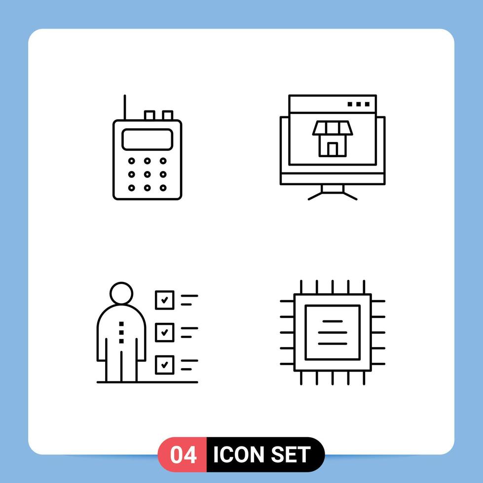 4 Creative Icons Modern Signs and Symbols of communication checklist computer online personal Editable Vector Design Elements