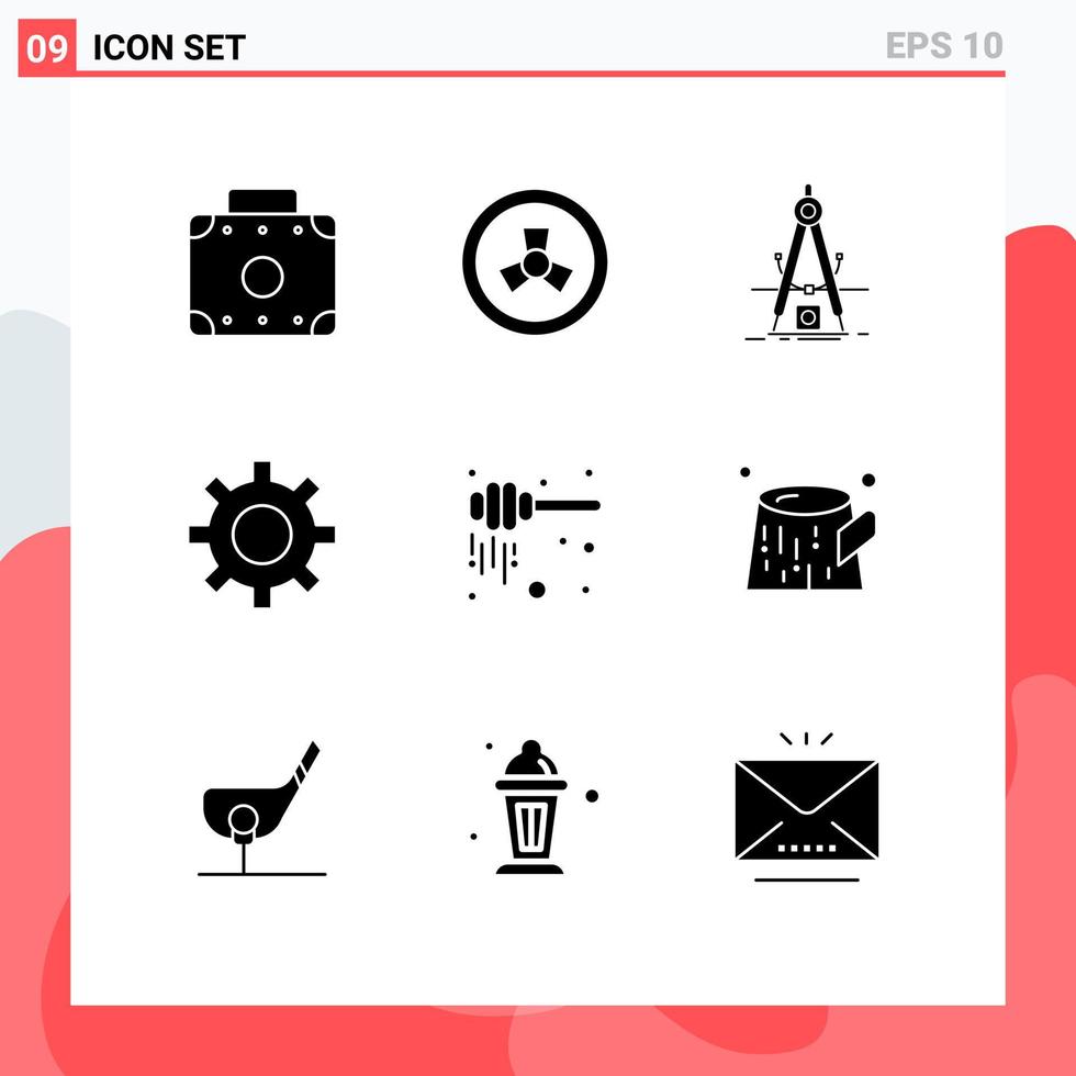 Pack of 9 creative Solid Glyphs of nectar honey product dipper security Editable Vector Design Elements