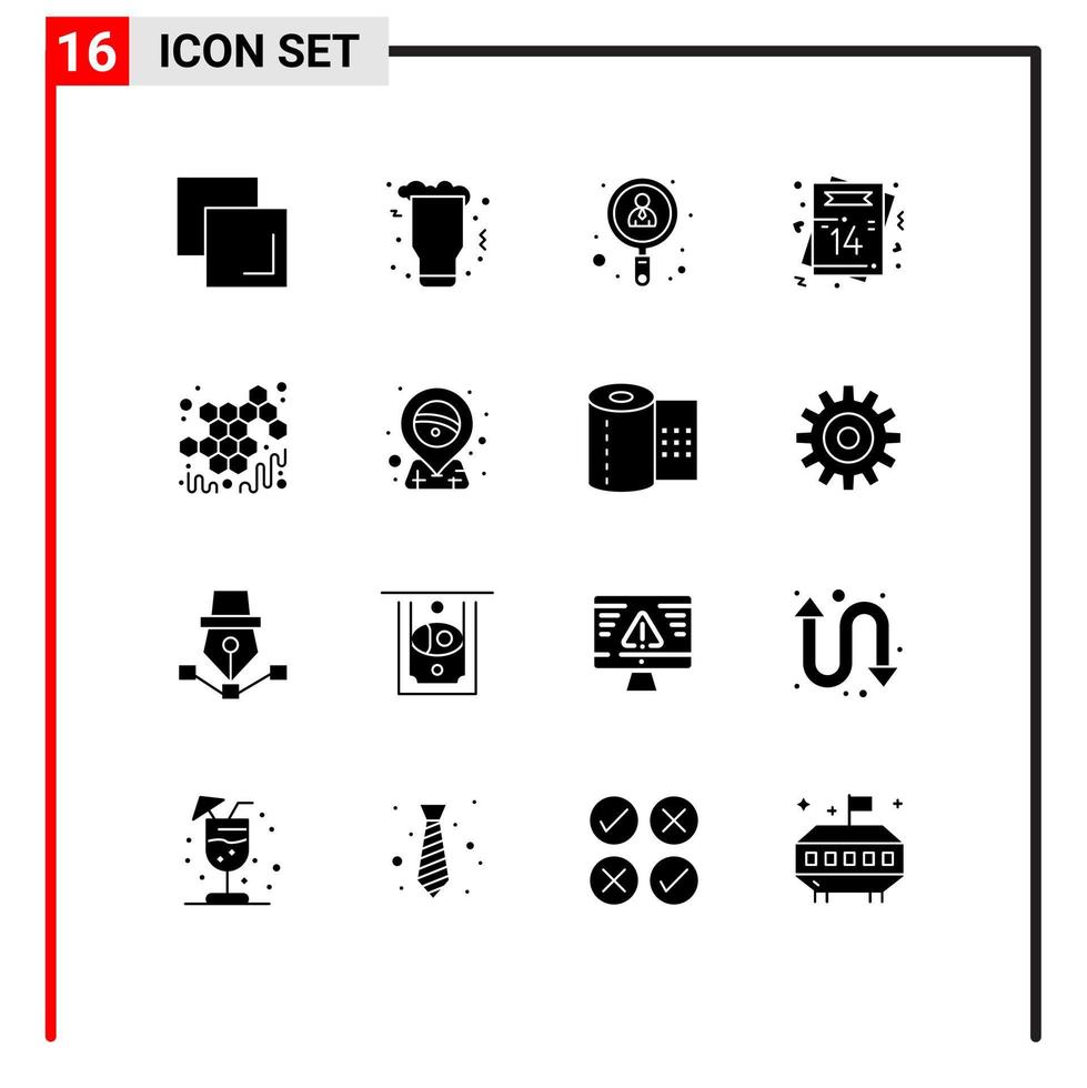 16 Universal Solid Glyph Signs Symbols of autumn postcard employee love heart Editable Vector Design Elements