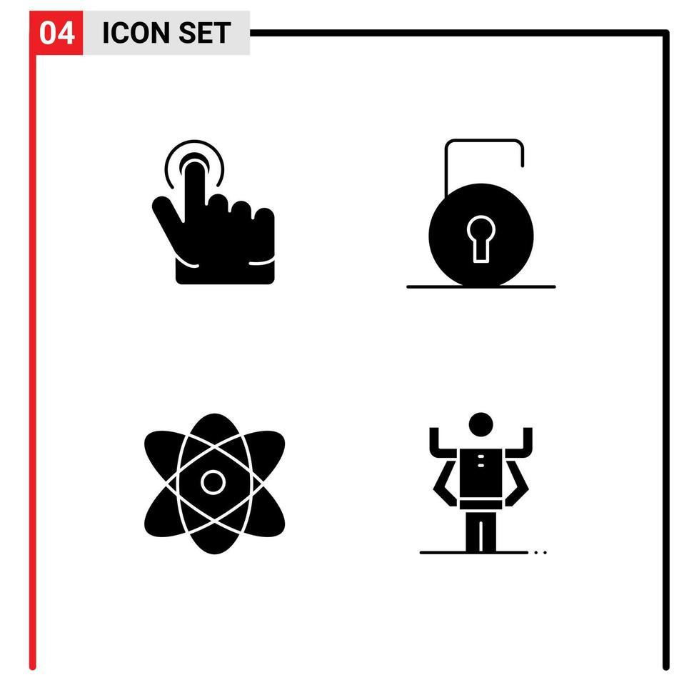 4 Creative Icons Modern Signs and Symbols of click physics key security ability Editable Vector Design Elements