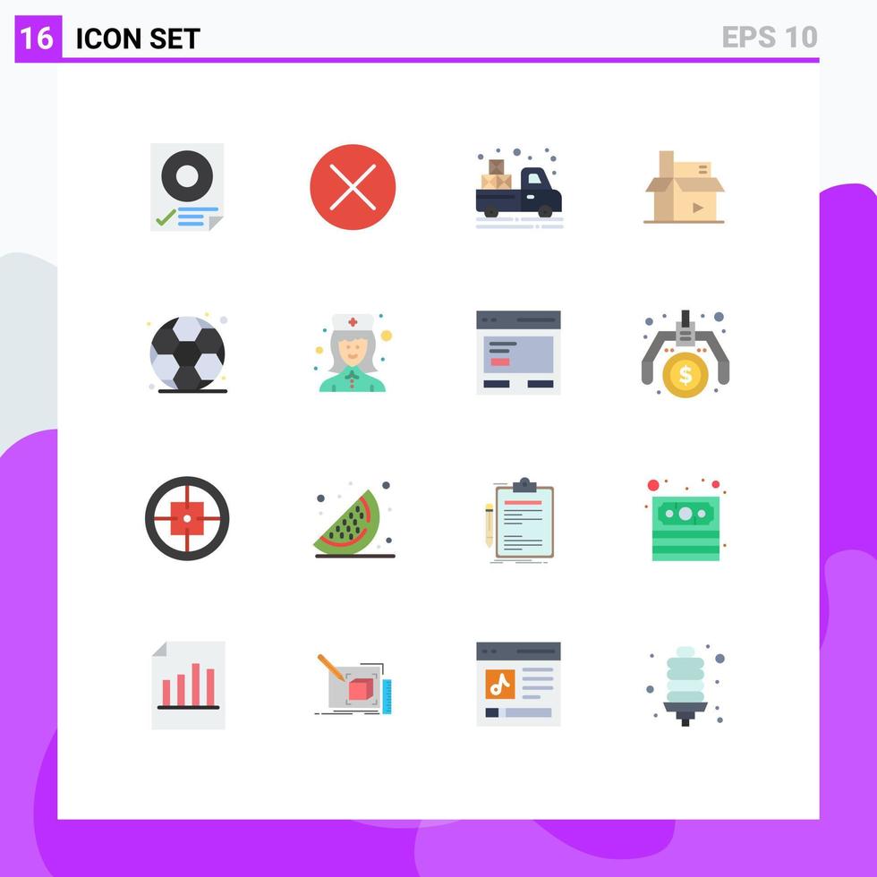 User Interface Pack of 16 Basic Flat Colors of media creative navigation content van Editable Pack of Creative Vector Design Elements