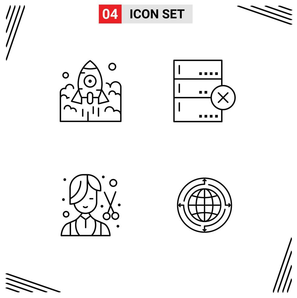 Modern Set of 4 Filledline Flat Colors and symbols such as launch barber startup cancel fashion Editable Vector Design Elements