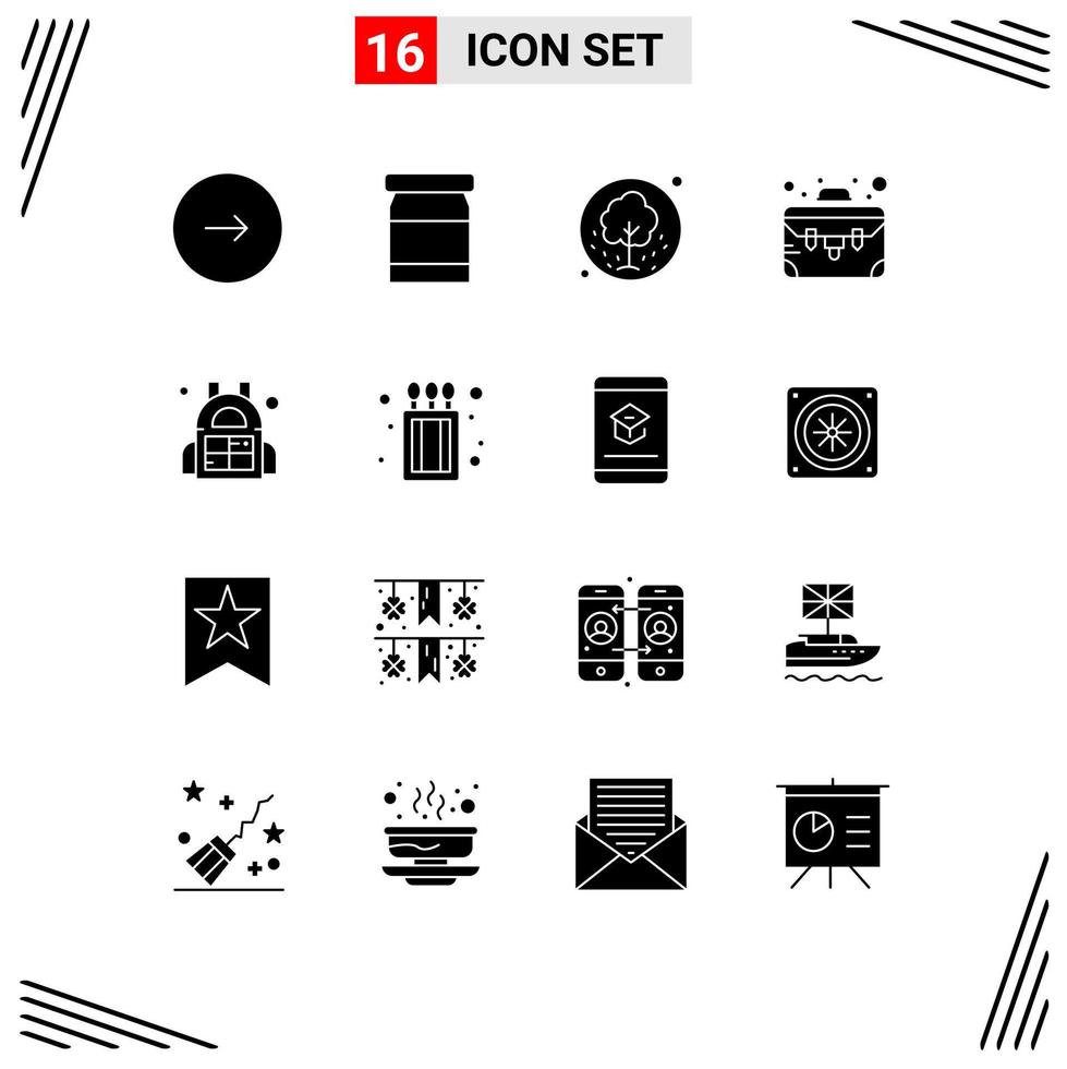 16 Creative Icons Modern Signs and Symbols of barrel suitcase tree case nature Editable Vector Design Elements