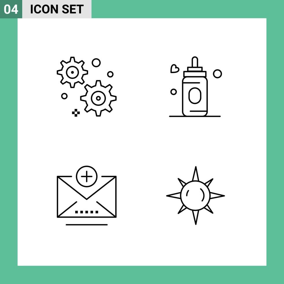 4 Universal Filledline Flat Colors Set for Web and Mobile Applications gear setting day baby address Layer 1 Editable Vector Design Elements