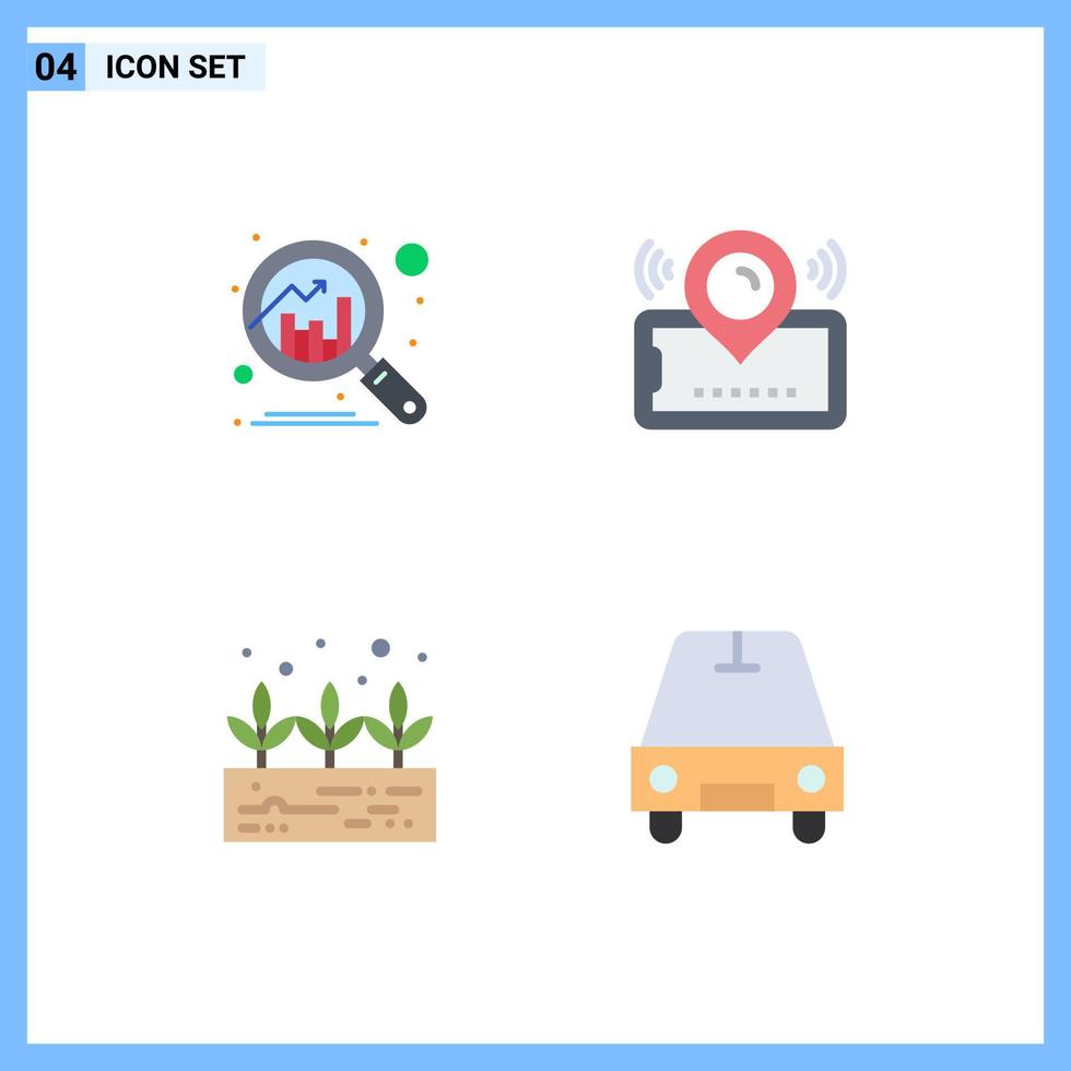 4 User Interface Flat Icon Pack of modern Signs and Symbols of analytics growth map ticket passenger Editable Vector Design Elements