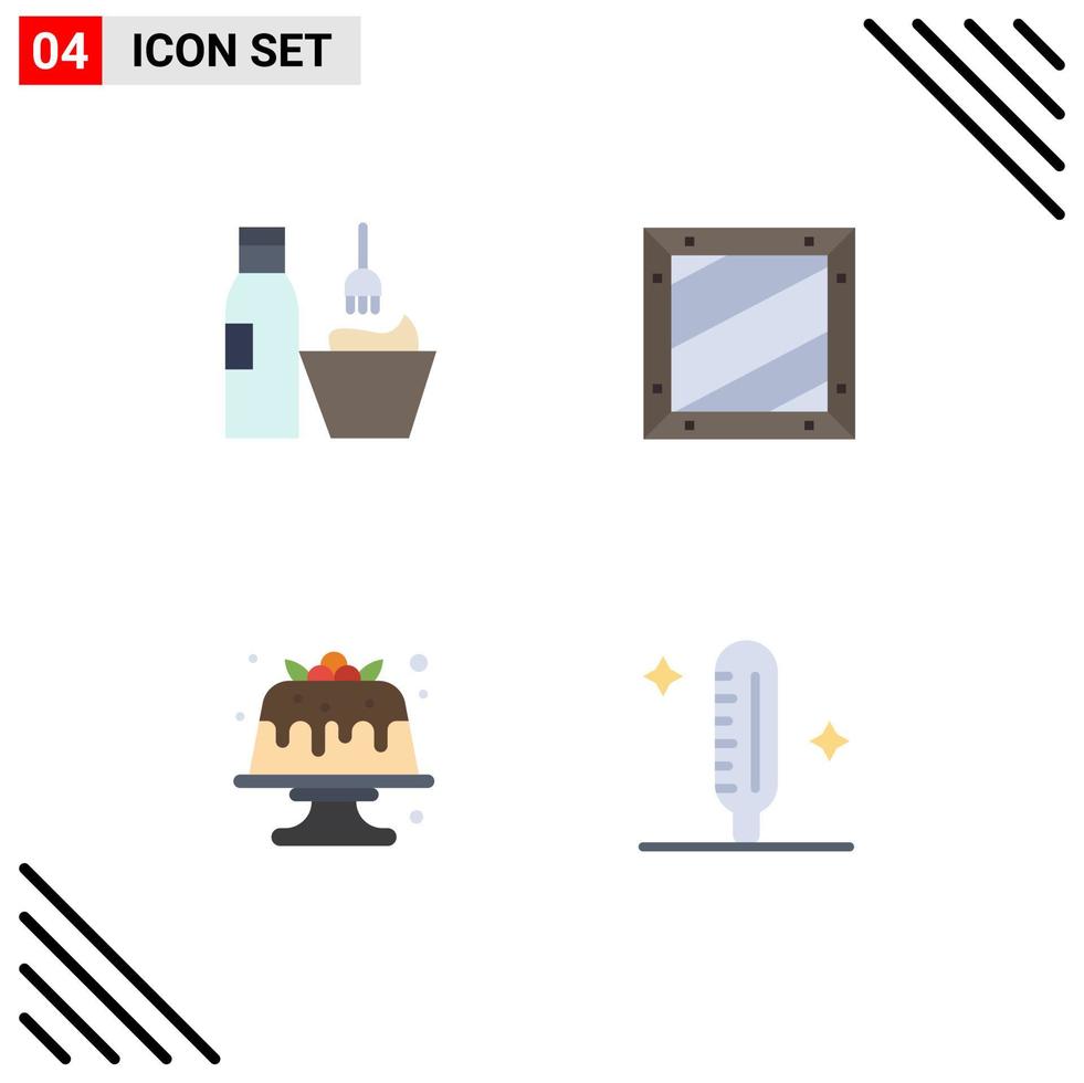 Universal Icon Symbols Group of 4 Modern Flat Icons of cosmetics programing makeup coding cake Editable Vector Design Elements