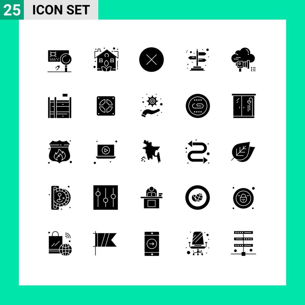 25 User Interface Solid Glyph Pack of modern Signs and Symbols of promotion megaphone real directions arrows Editable Vector Design Elements
