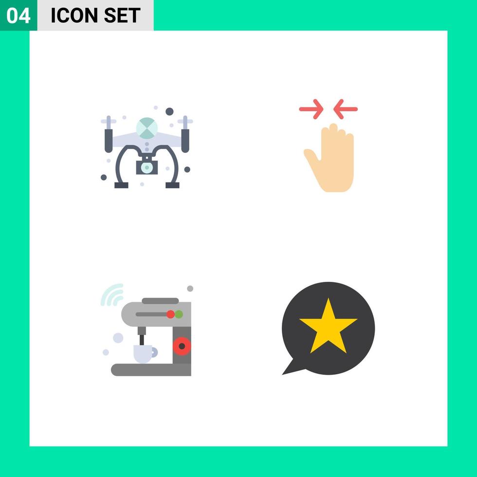 conjunto de pictogramas de 4 iconos planos simples de pasatiempos máquina de flecha de mano de internet elementos de diseño vectorial editables vector