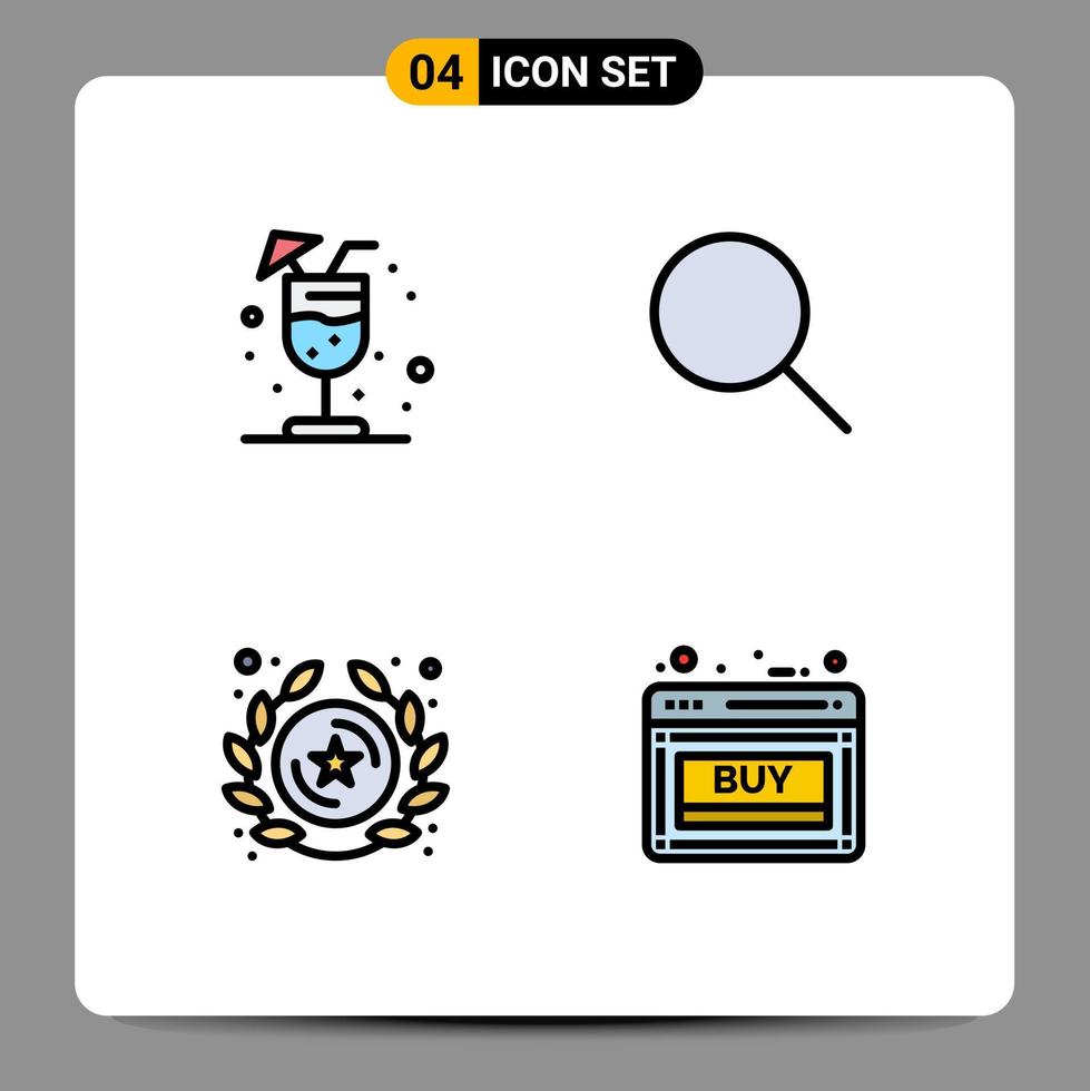 conjunto de 4 iconos de interfaz de usuario modernos símbolos signos para bebida estrella instagram insignia descuento elementos de diseño vectorial editables vector