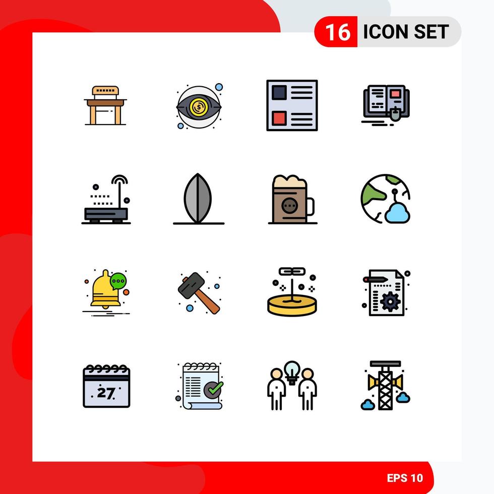 Pictogram Set of 16 Simple Flat Color Filled Lines of sound devices checkbox mouse education Editable Creative Vector Design Elements