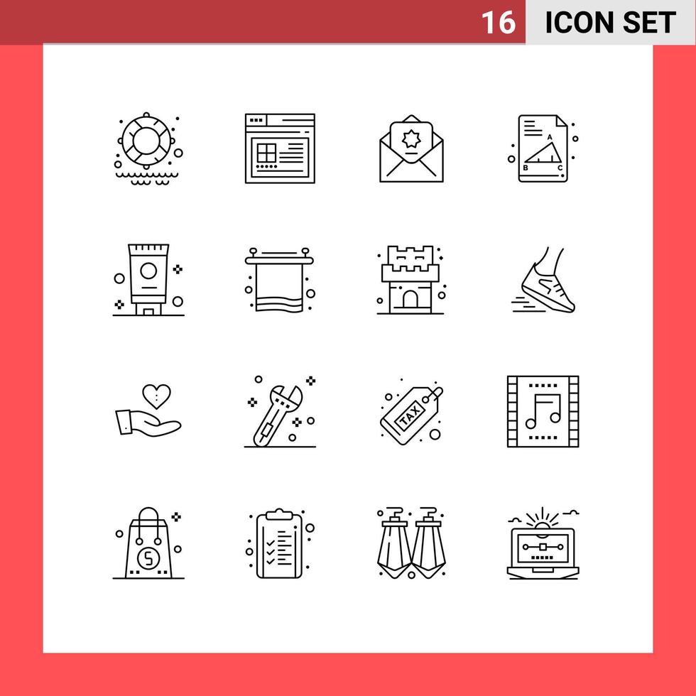 16 Thematic Vector Outlines and Editable Symbols of bath bathroom envelope cream education Editable Vector Design Elements