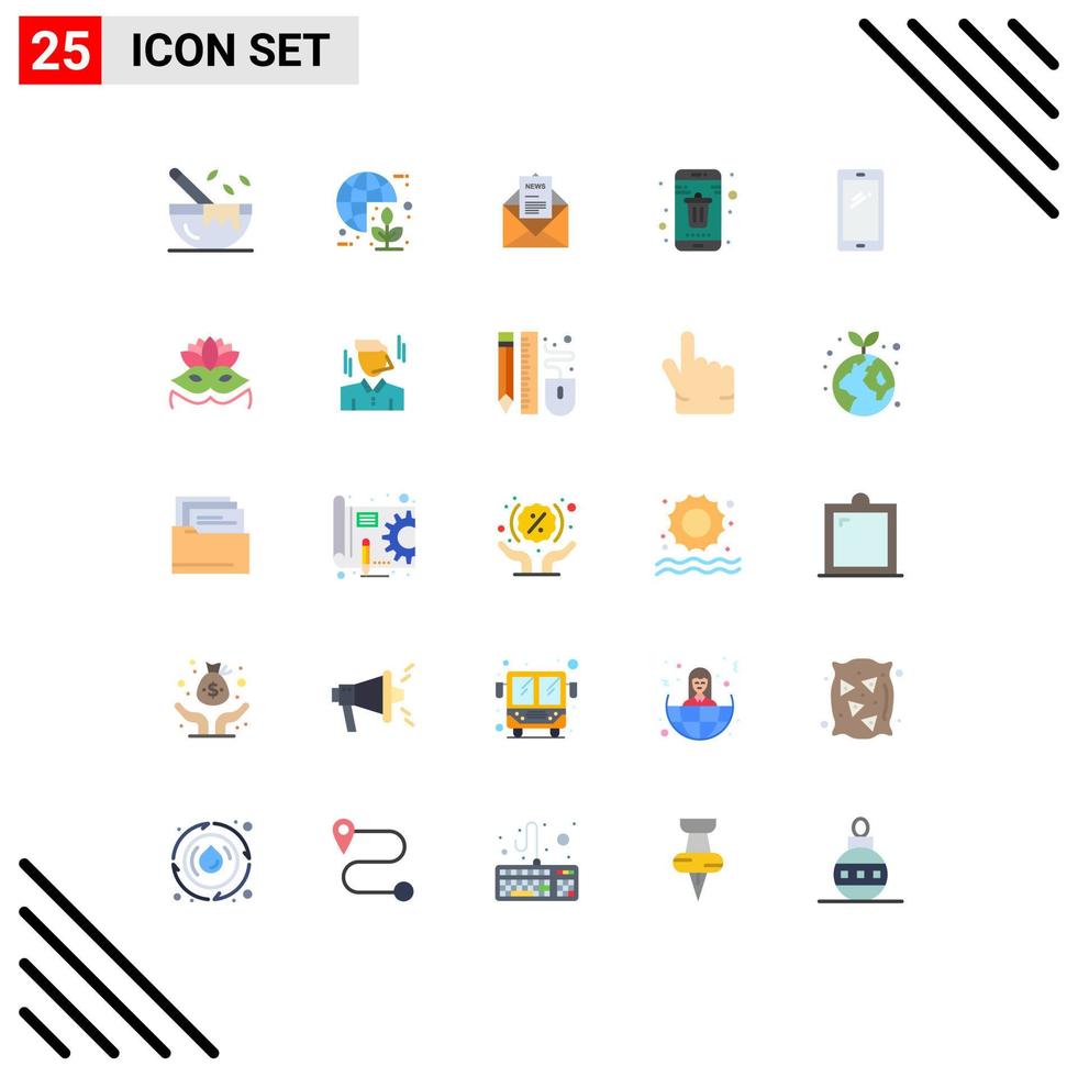 Pictogram Set of 25 Simple Flat Colors of mobile contact energy app corresponding Editable Vector Design Elements