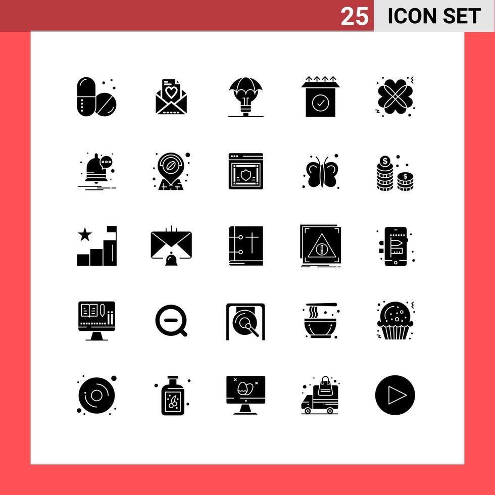 Universal Icon Symbols Group of 25 Modern Solid Glyphs of date love defence hearts ready Editable Vector Design Elements