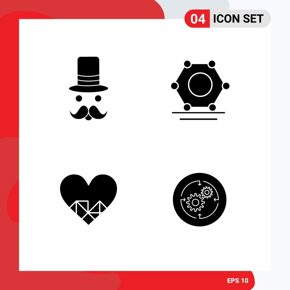 Set of Vector Solid Glyphs on Grid for moustache love santa clause network chocolate Editable Vector Design Elements