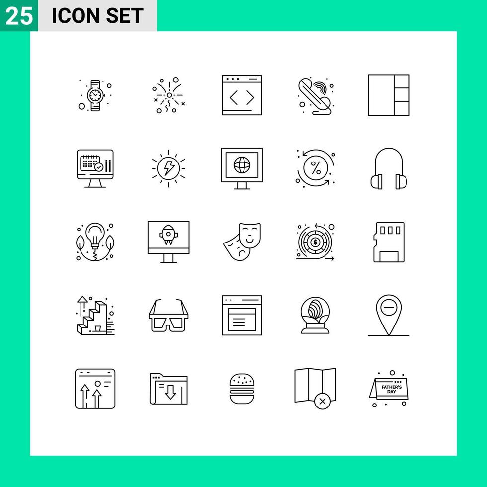 25 Thematic Vector Lines and Editable Symbols of screen layout system grid phone Editable Vector Design Elements