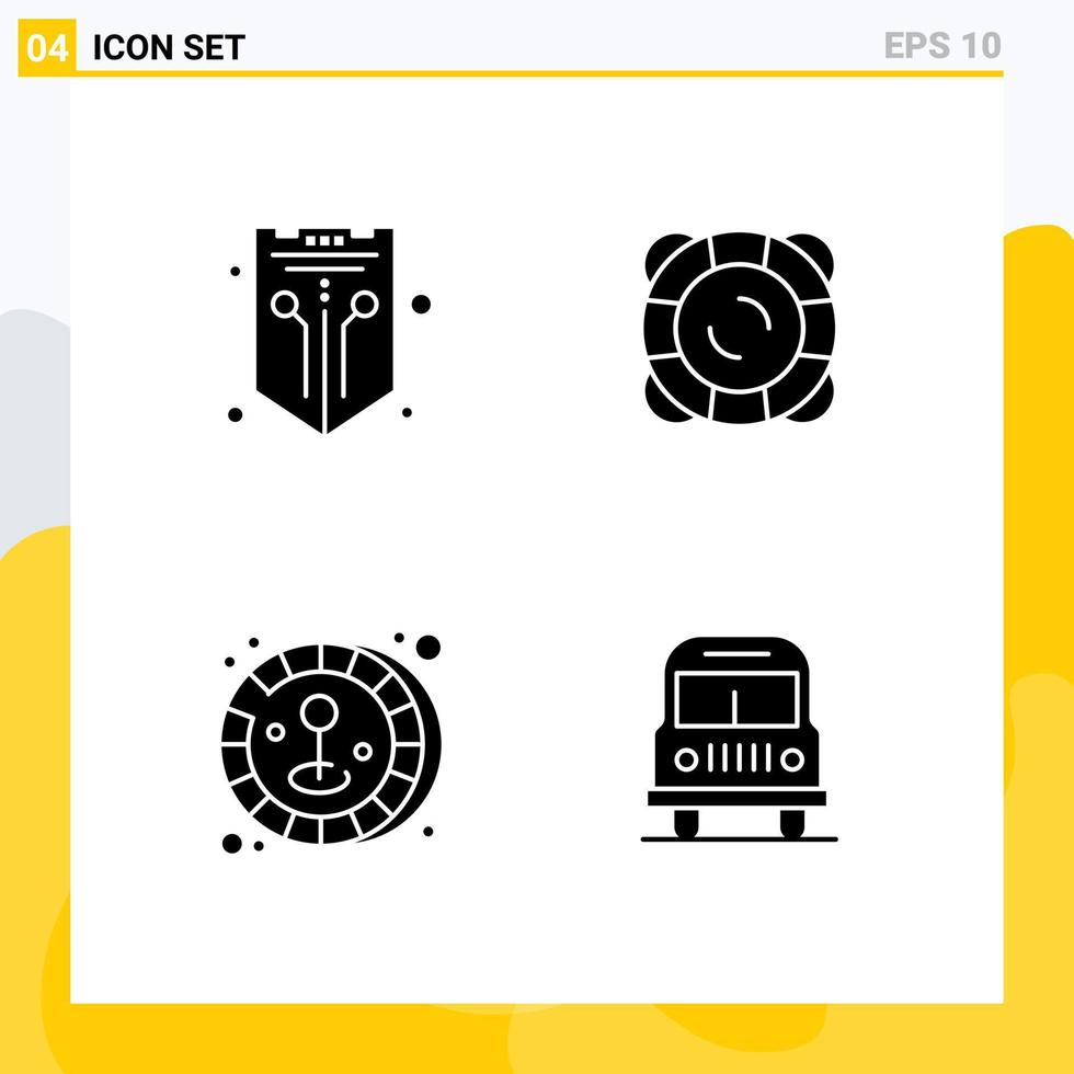 Modern Set of Solid Glyphs and symbols such as internet coin shield safety game Editable Vector Design Elements