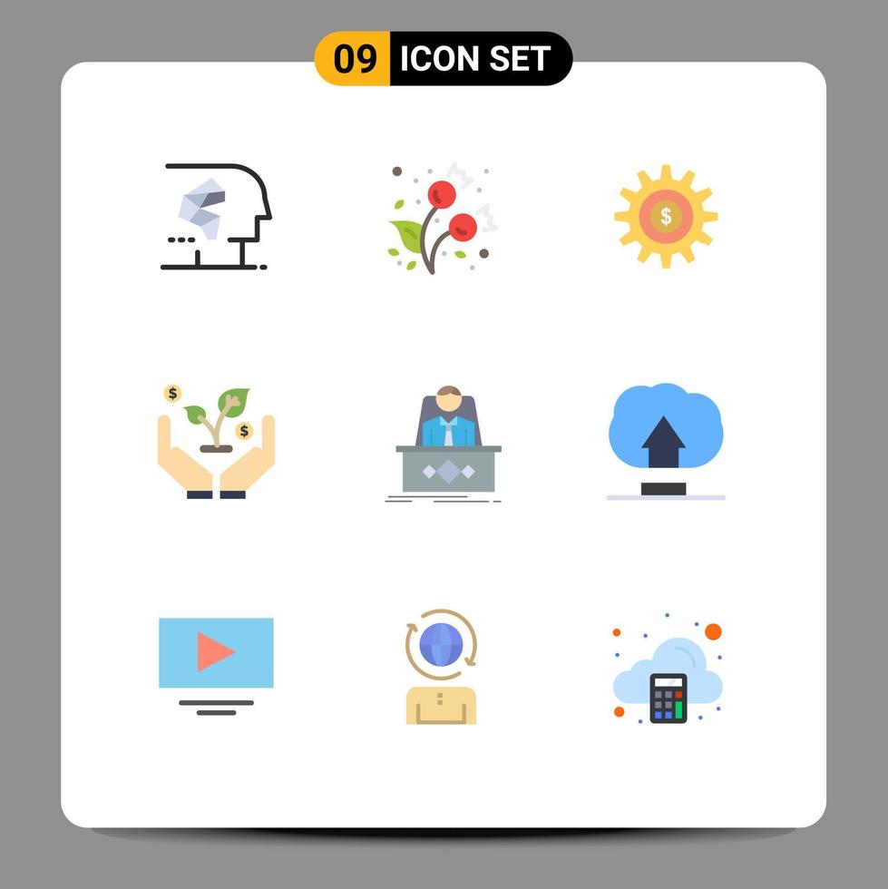 User Interface Pack of 9 Basic Flat Colors of boss investment cold invest success Editable Vector Design Elements