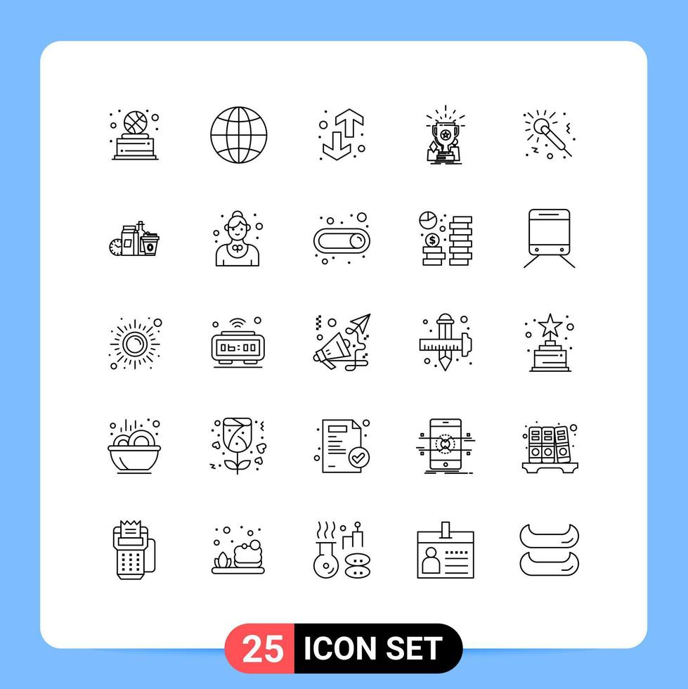 Set of 25 Modern UI Icons Symbols Signs for trophy cup direction award up Editable Vector Design Elements