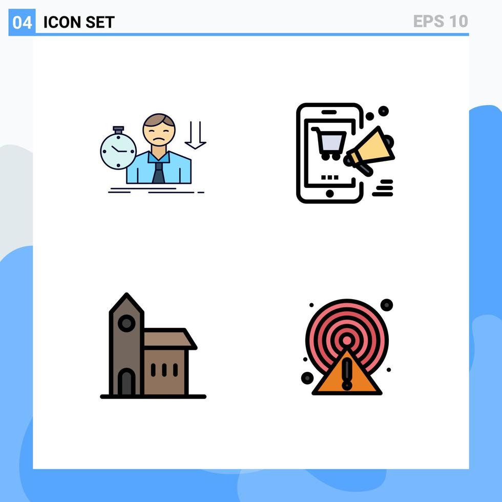 4 Thematic Vector Filledline Flat Colors and Editable Symbols of failure online depression mobile christian Editable Vector Design Elements