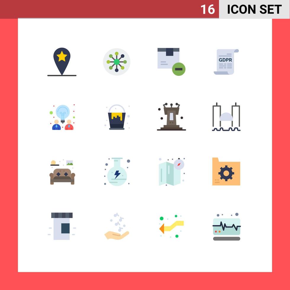 Set of 16 Vector Flat Colors on Grid for creative gdpr box form logistic Editable Pack of Creative Vector Design Elements