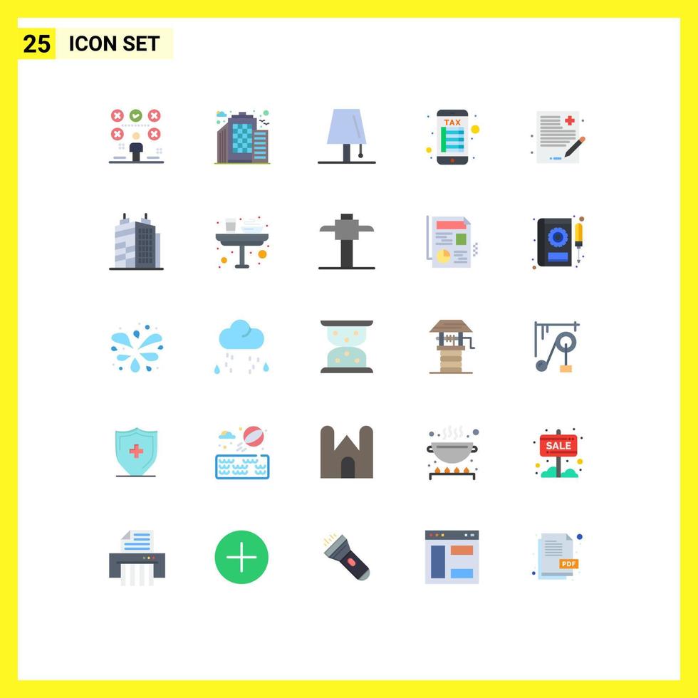 Set of 25 Modern UI Icons Symbols Signs for file payment design online banking lightning Editable Vector Design Elements