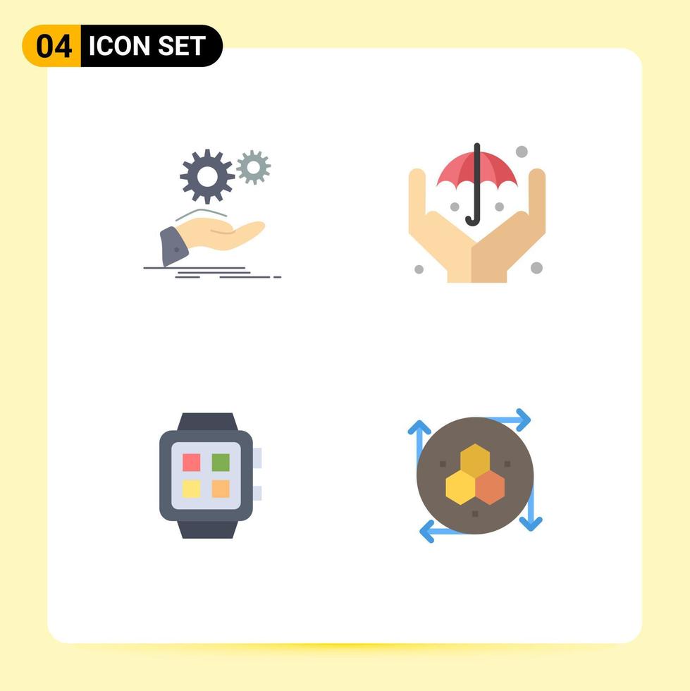 Group of 4 Flat Icons Signs and Symbols for solution home gear insurance technology Editable Vector Design Elements