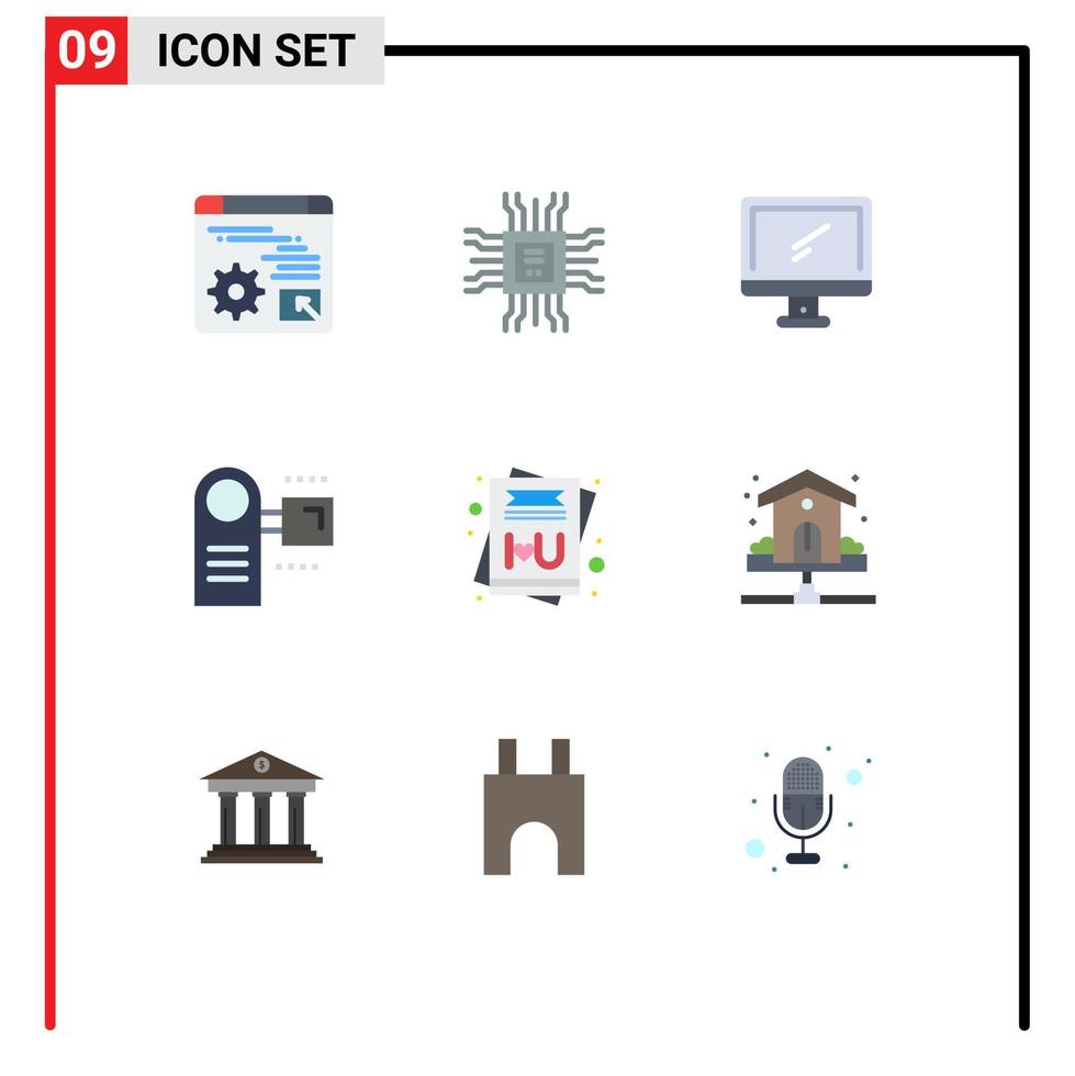 9 User Interface Flat Color Pack of modern Signs and Symbols of equipment electric computer devices pc Editable Vector Design Elements