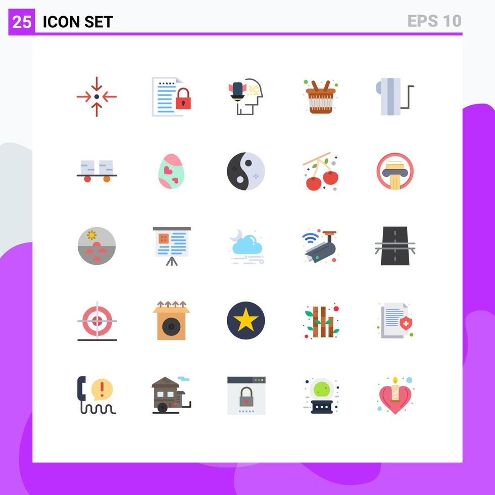 conjunto de 25 iconos modernos de ui símbolos signos para aparatos de calor protección de datos personales cesta de la compra cesta elementos de diseño vectorial editables vector