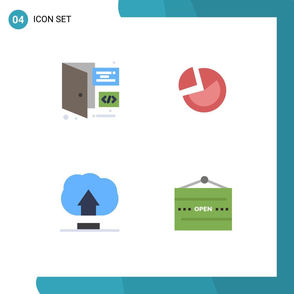 Editable Vector Line Pack of 4 Simple Flat Icons of browser interface page diagram user Editable Vector Design Elements