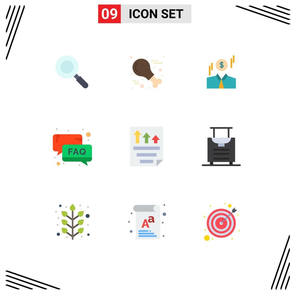 Set of 9 Modern UI Icons Symbols Signs for file email dollar support help Editable Vector Design Elements