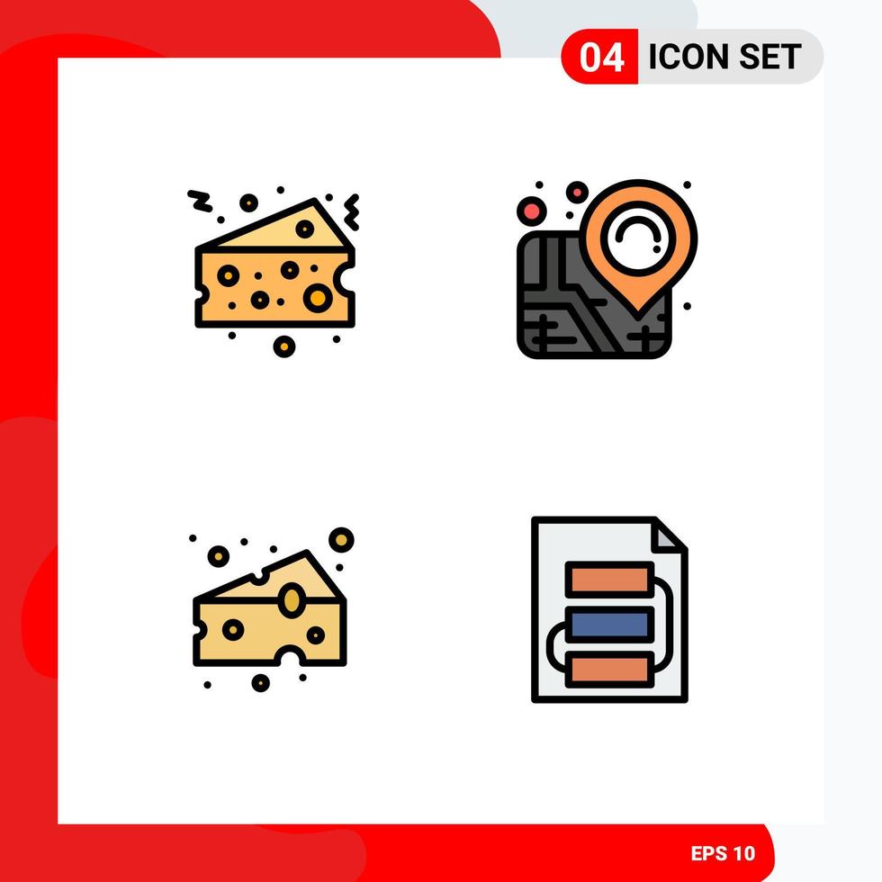 Stock Vector Icon Pack of 4 Line Signs and Symbols for cake food food pin document Editable Vector Design Elements