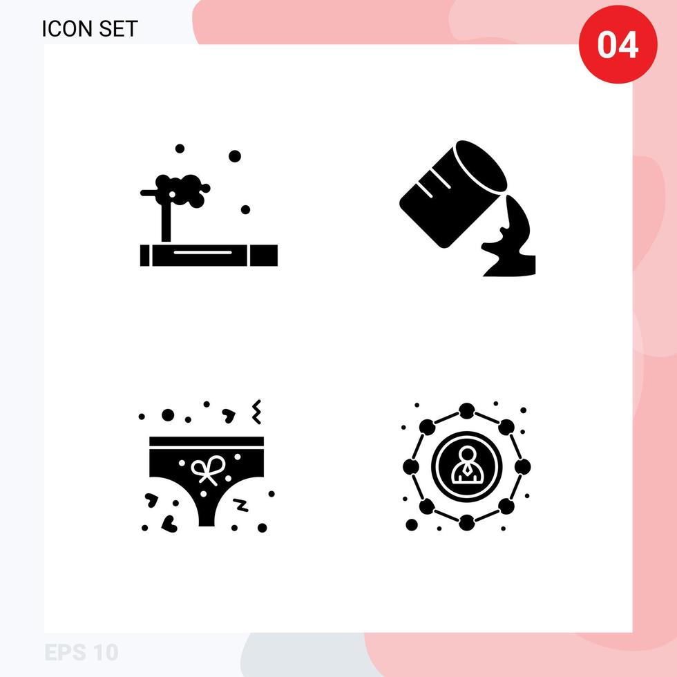 grupo de 4 signos y símbolos de glifos sólidos para calzoncillos de gas residuos elementos de diseño de vectores editables afiliados húmedos