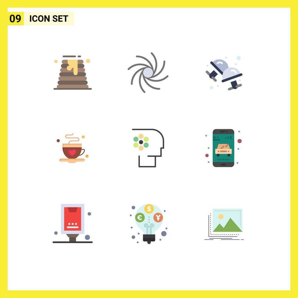 Modern Set of 9 Flat Colors and symbols such as job crew cufflink love coffee Editable Vector Design Elements