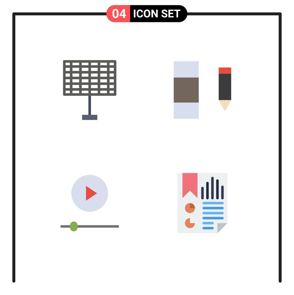 Modern Set of 4 Flat Icons and symbols such as battery technology column devices data Editable Vector Design Elements