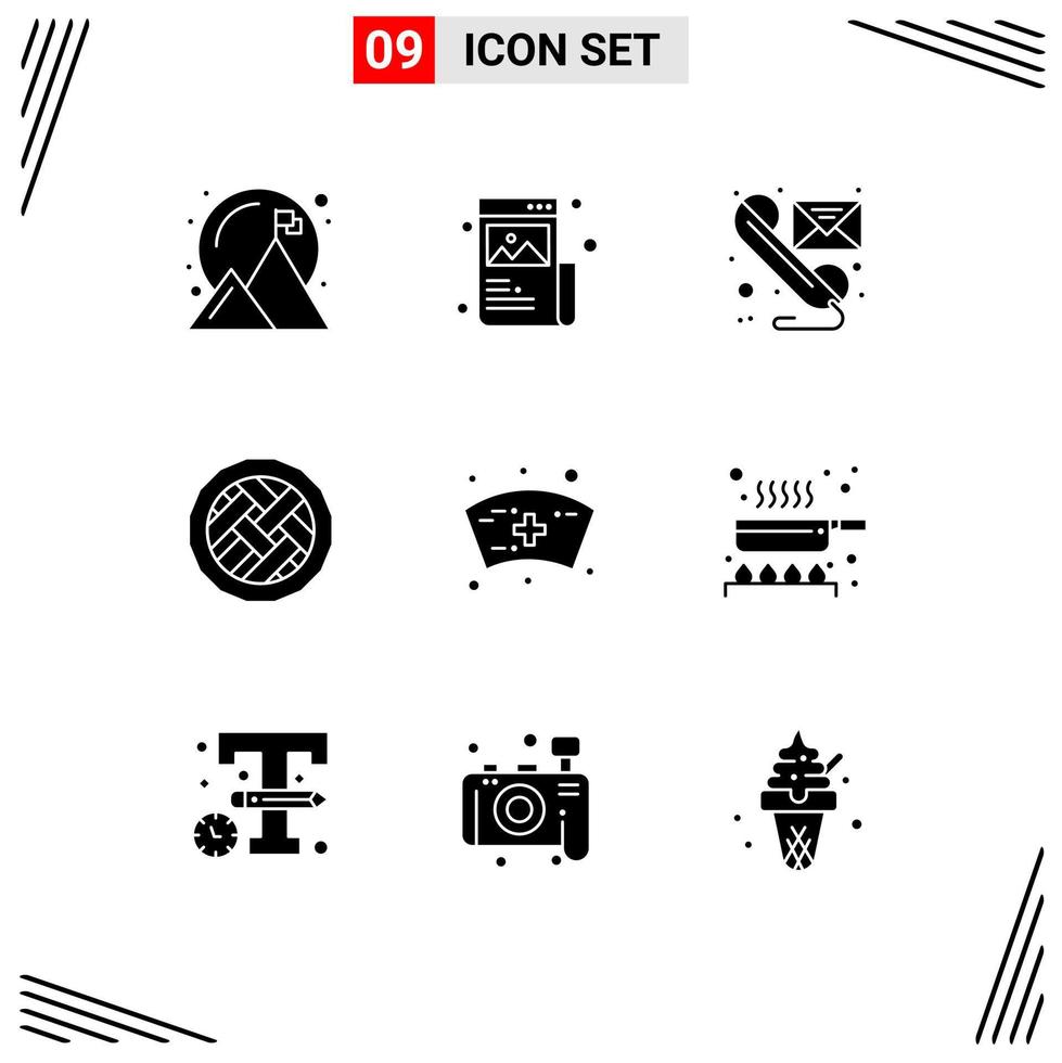 Set of 9 Commercial Solid Glyphs pack for pie cake image baking send Editable Vector Design Elements