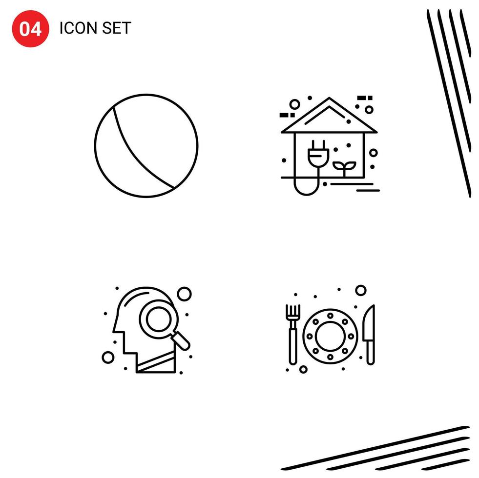 Group of 4 Modern Filledline Flat Colors Set for baby magnifying glass eco home search Editable Vector Design Elements