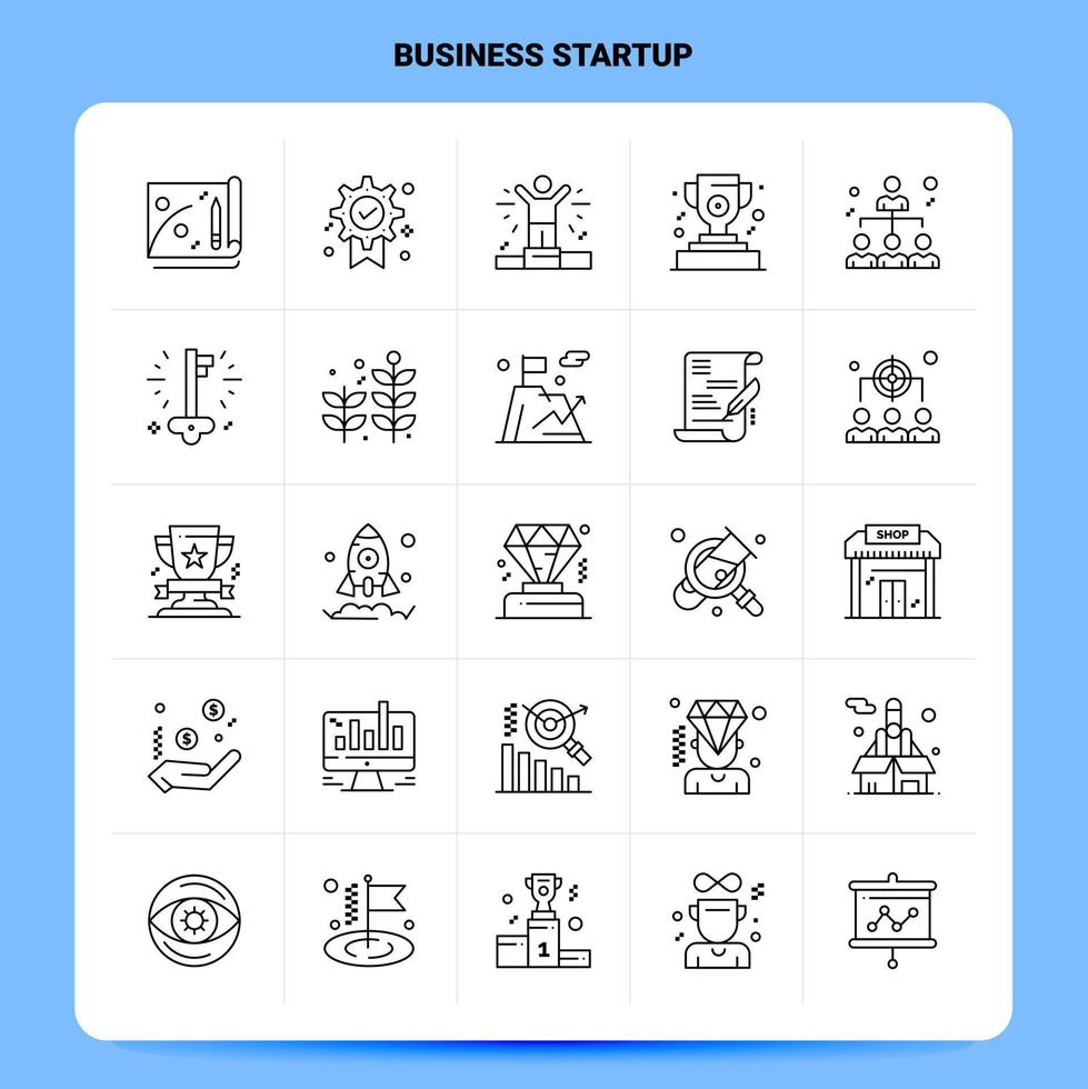 OutLine 25 Business Startup Icon set Vector Line Style Design Black Icons Set Linear pictogram pack Web and Mobile Business ideas design Vector Illustration