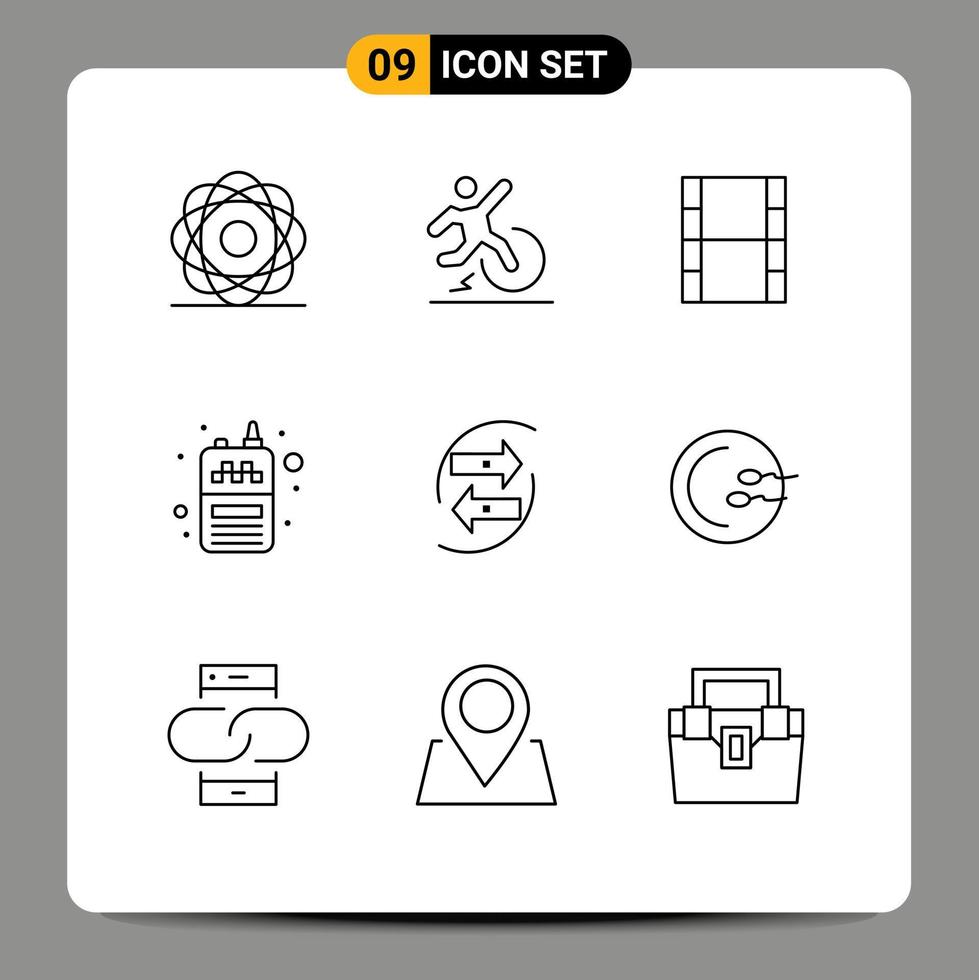 9 Thematic Vector Outlines and Editable Symbols of chang receiver escape radio filam Editable Vector Design Elements