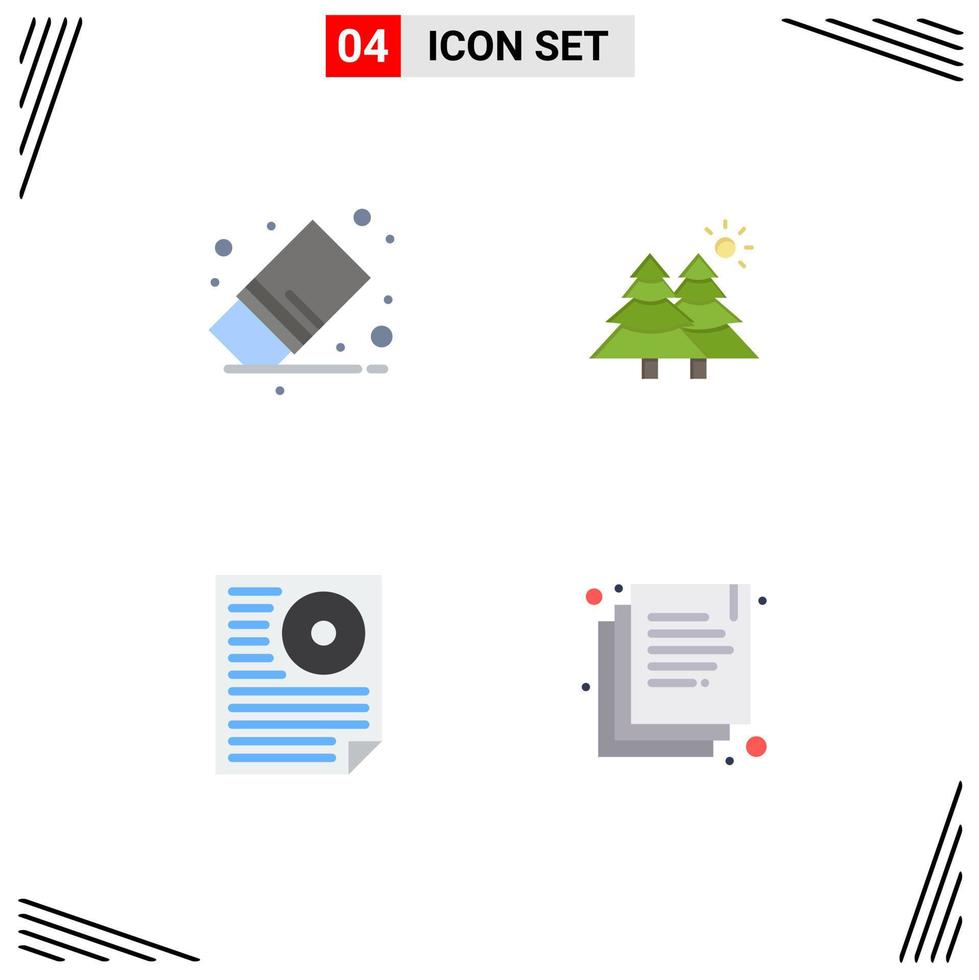 4 Universal Flat Icon Signs Symbols of delete data rubber forest letter Editable Vector Design Elements