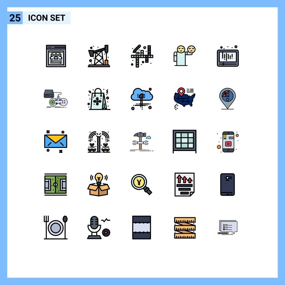 Set of 25 Modern UI Icons Symbols Signs for play audio art healthcare hand Editable Vector Design Elements