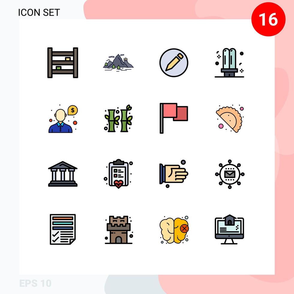 16 Creative Icons Modern Signs and Symbols of light energy mountain electricity text Editable Creative Vector Design Elements