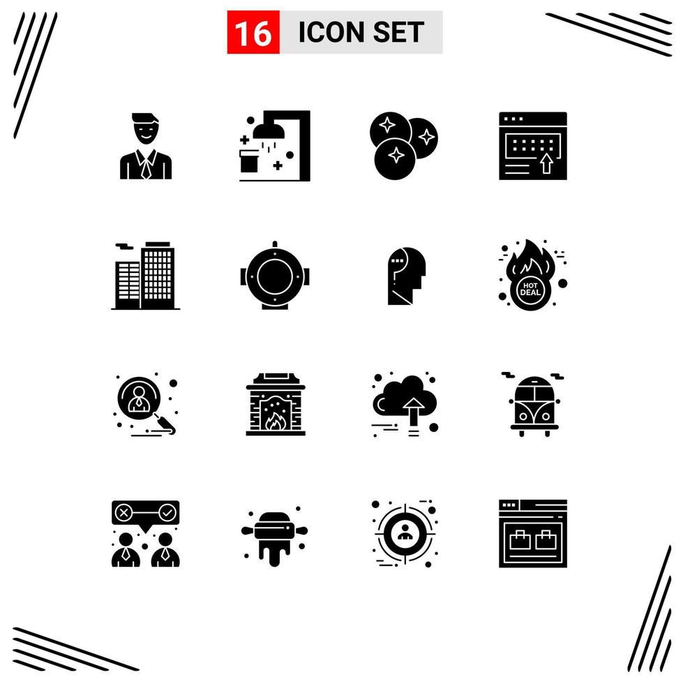 User Interface Pack of 16 Basic Solid Glyphs of marketing announcement sport advertising fruits Editable Vector Design Elements