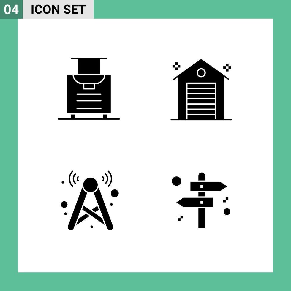 4 Creative Icons Modern Signs and Symbols of baggage internet building real wifi Editable Vector Design Elements