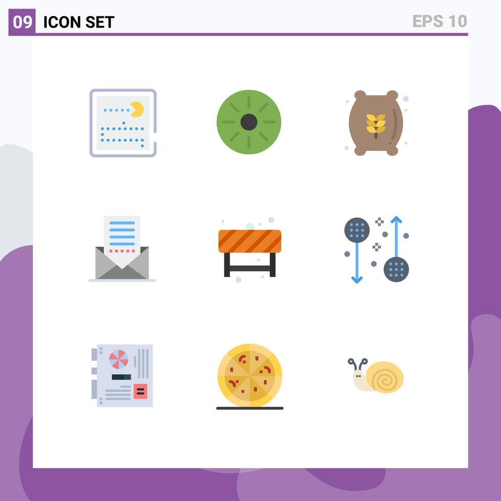 9 Thematic Vector Flat Colors and Editable Symbols of attention interface flour envelope communication Editable Vector Design Elements